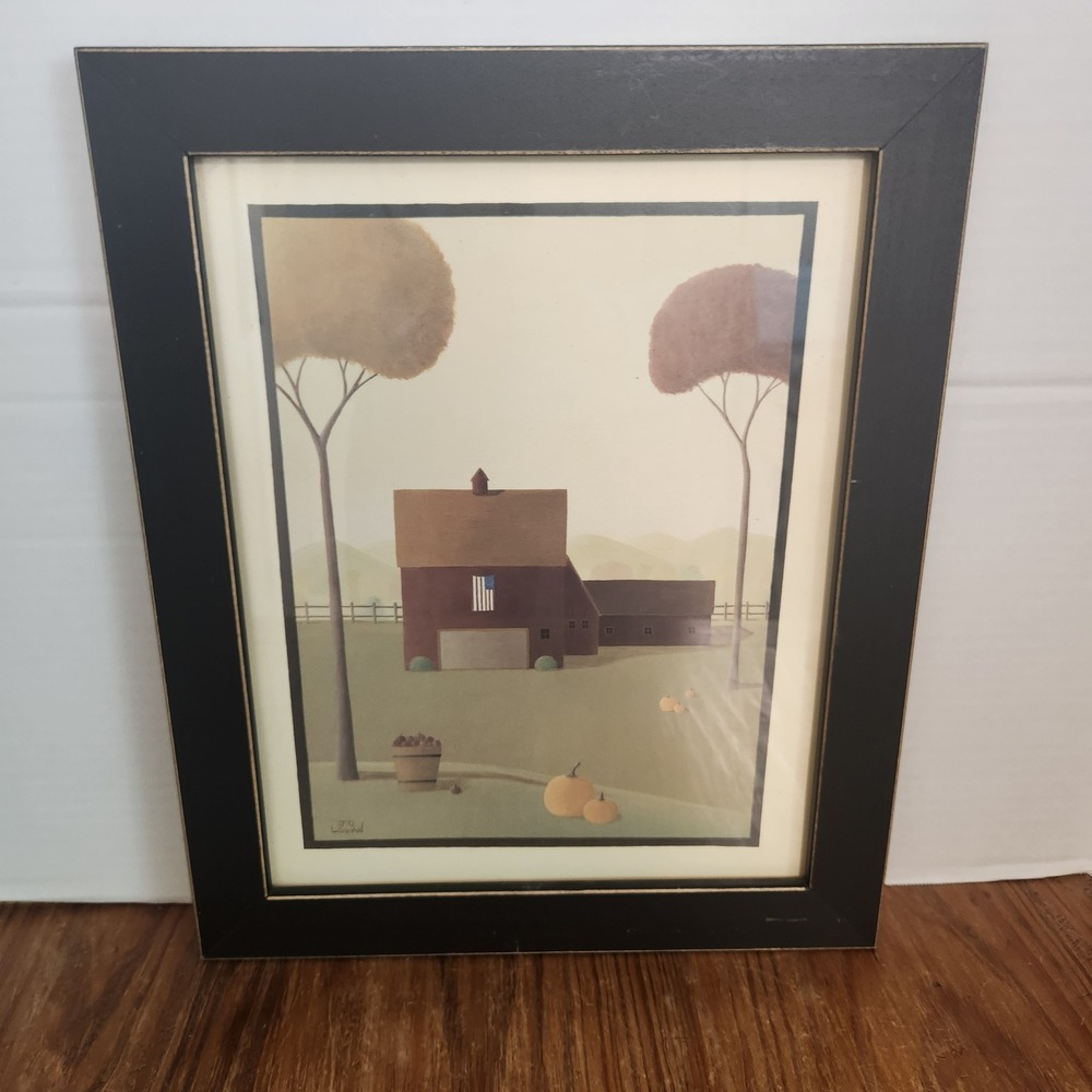 JD Logan‎ Contemporary American Folk Art Framed Print Black Frame Barn Flag Farm